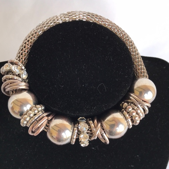 Silver tone stretch bracelet - Picture 2 of 3